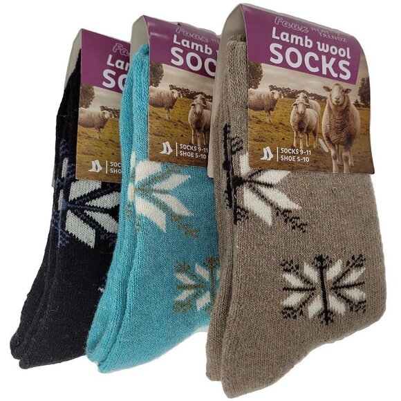 Women Blend Lamb Wool Crew Socks, Thermal Warm Winter Hiking Boot Socks, 3 Pairs - Picture 1 of 5
